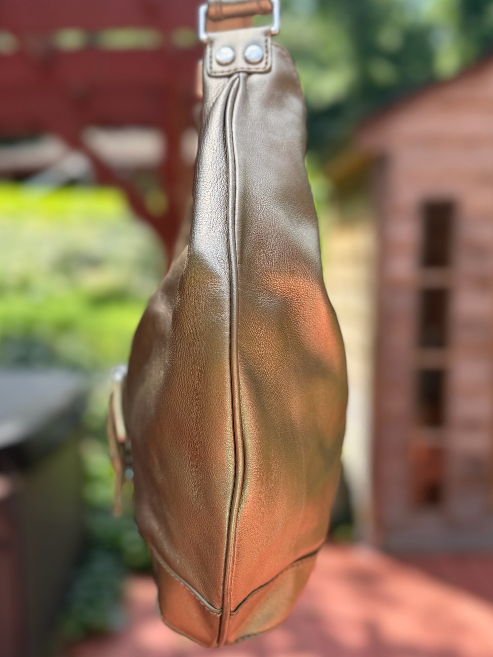Michael Kors Metallic Brown Leather Shoulder Hobo Bag - Picture 7 of 15